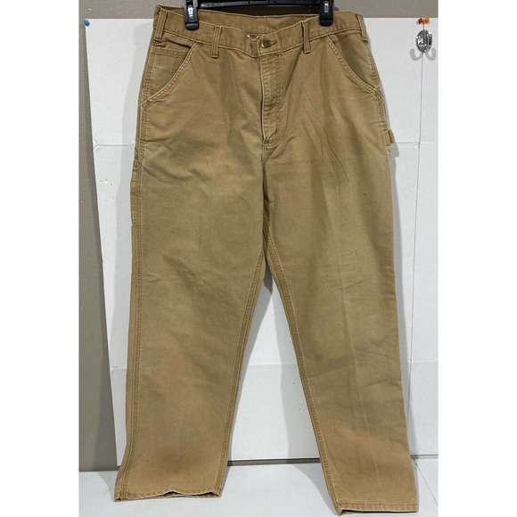 Carhartt Men’s Duck Canvas Dungaree Fit Carpenter Pants Sz 36x32 Style B11 BRN - Picture 1 of 12